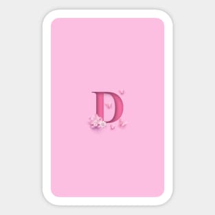 D Letter Personalized, Pink Minimal Cute Design, Birthday Gift, Christmas Gift, Sticker